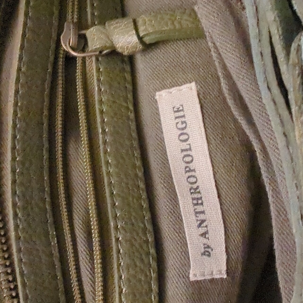 Anthropologie Looped Leather Crossbody Bag In Olive Green - Picture 7 of 14